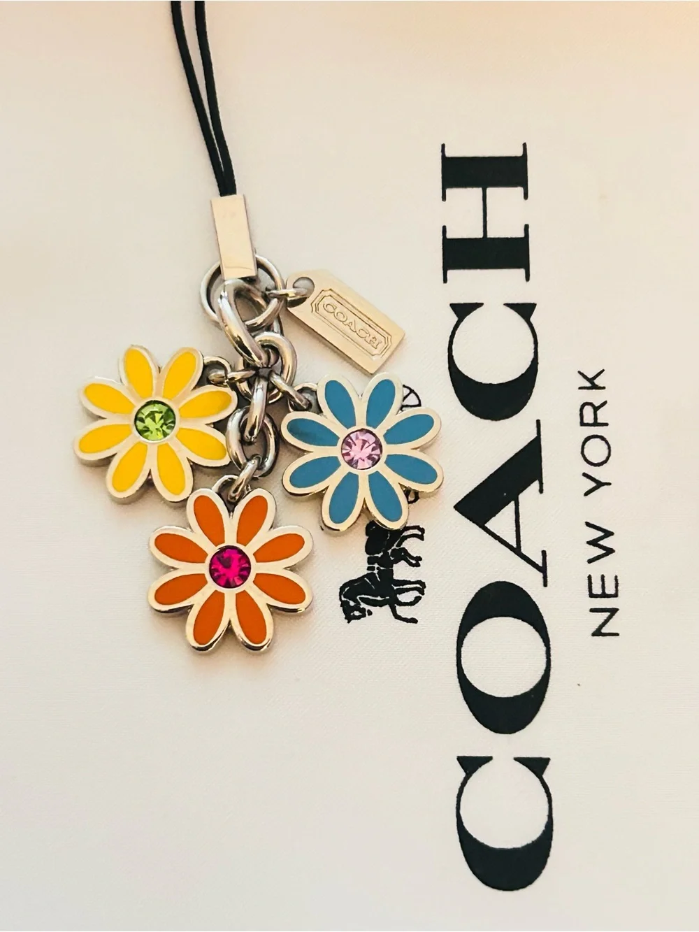RARE NWOT Coach Y2K Flower Keychain/ Bag Charmkò